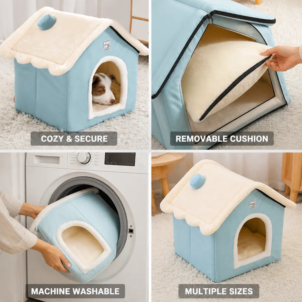 Pet Bed Plush Removable Cushion & Machine-Washable