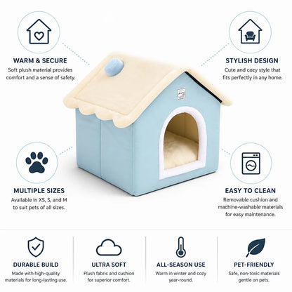 Pet Bed Plush Removable Cushion & Machine-Washable