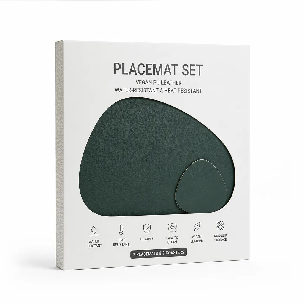 Placemat Set Vegan PU Leather Water-Resistant & Heat-Resistant