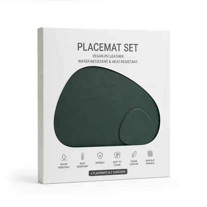 Placemat Set Vegan PU Leather Water-Resistant & Heat-Resistant
