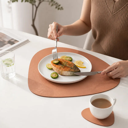 Placemat Set Vegan PU Leather Water-Resistant & Heat-Resistant