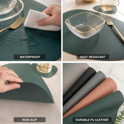 Placemat Set Vegan PU Leather Water-Resistant & Heat-Resistant