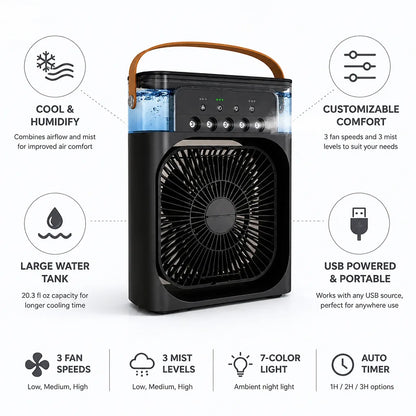 Portable USB-Powered Personal Air Cooler & Humidifier