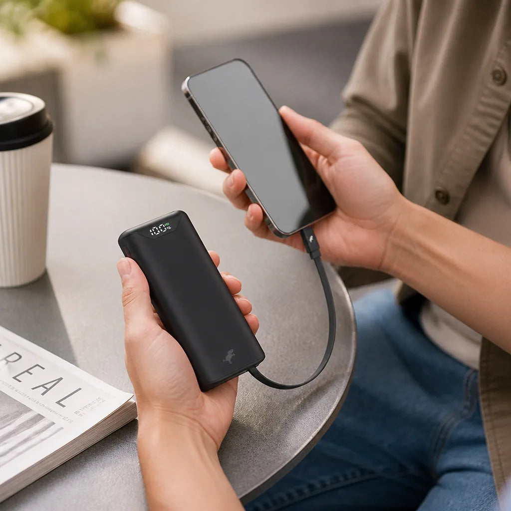 Power Bank 10,000 mAh Compact Retractable USB-C