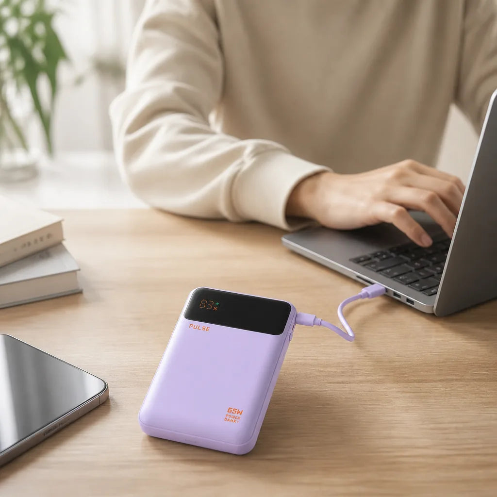 Power Bank 20,000 mAh 65W Power Delivery Built-In USB-C Cable
