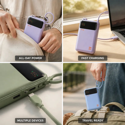 Power Bank 20,000 mAh 65W Power Delivery Built-In USB-C Cable