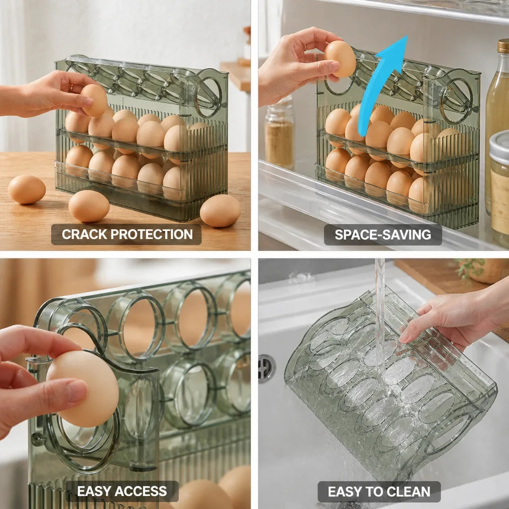 Refrigerator Egg Organizer Stackable & Space-Saving BPA-Free
