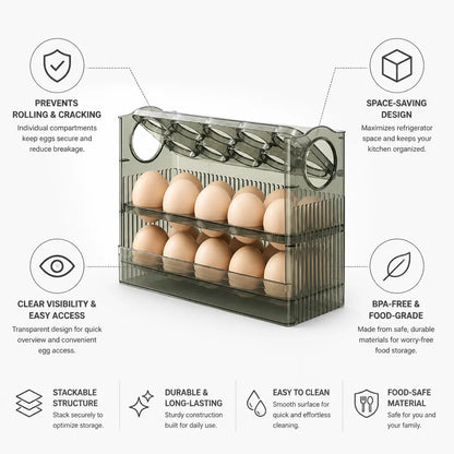Refrigerator Egg Organizer Stackable & Space-Saving BPA-Free