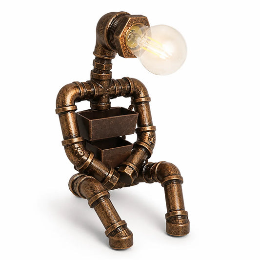 Robot Design Built-In Storage Usb-Powered Led Bedside Lamp