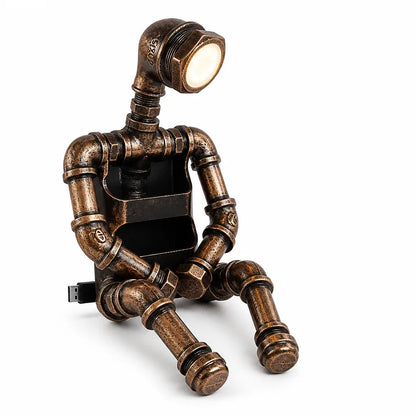 Robot Design Built-In Storage Usb-Powered Led Bedside Lamp