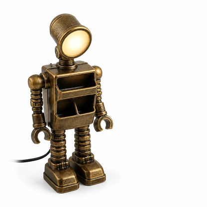 Robot Design Built-In Storage Usb-Powered Led Bedside Lamp