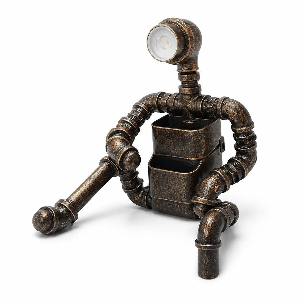 Robot Design Built-In Storage Usb-Powered Led Bedside Lamp