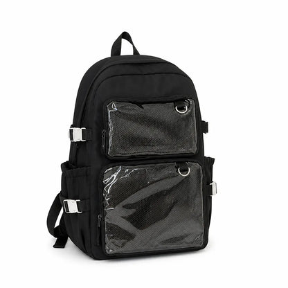 School Backpack Transparent Front Display Multiple Pockets