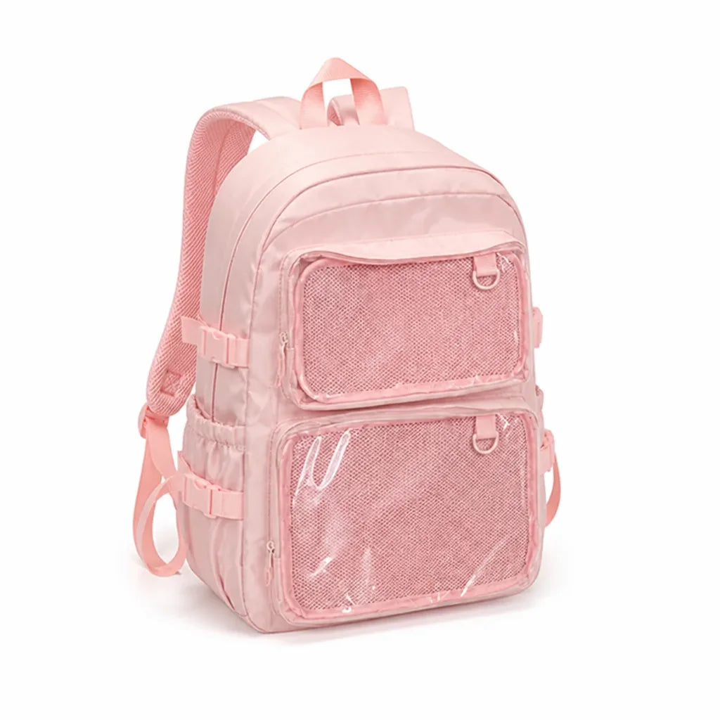 School Backpack Transparent Front Display Multiple Pockets