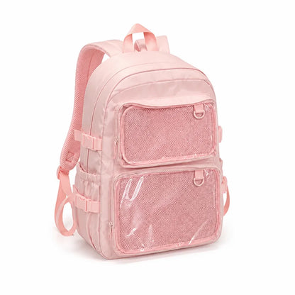 School Backpack Transparent Front Display Multiple Pockets
