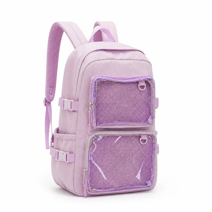 School Backpack Transparent Front Display Multiple Pockets