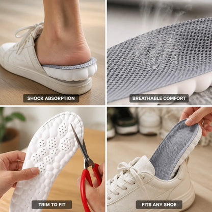 Shoe Insoles Shock-Absorbing Breathable Trim To Fit