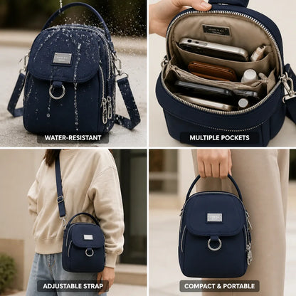 Shoulder Bag Water-Resistant Oxford Multi-Zip Pockets & Adjustable Strap