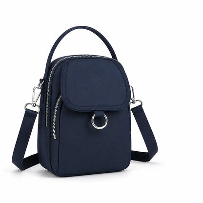 Shoulder Bag Water-Resistant Oxford Multi-Zip Pockets & Adjustable Strap