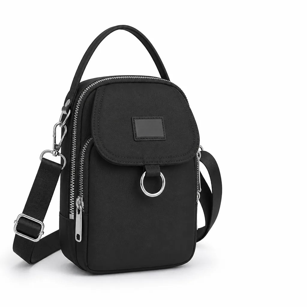 Shoulder Bag Water-Resistant Oxford Multi-Zip Pockets & Adjustable Strap