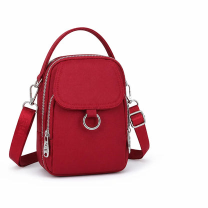 Shoulder Bag Water-Resistant Oxford Multi-Zip Pockets & Adjustable Strap