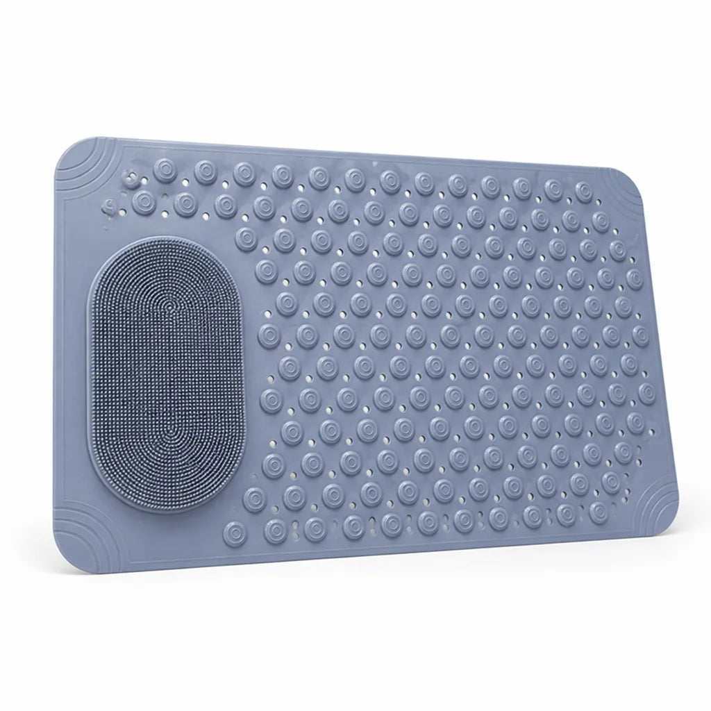 Shower Mat Non-Slip Suction Cups Integrated Foot Brush