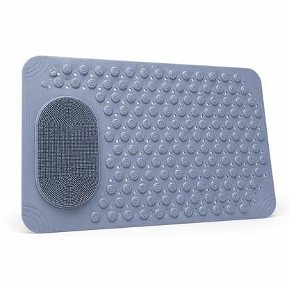 Shower Mat Non-Slip Suction Cups Integrated Foot Brush