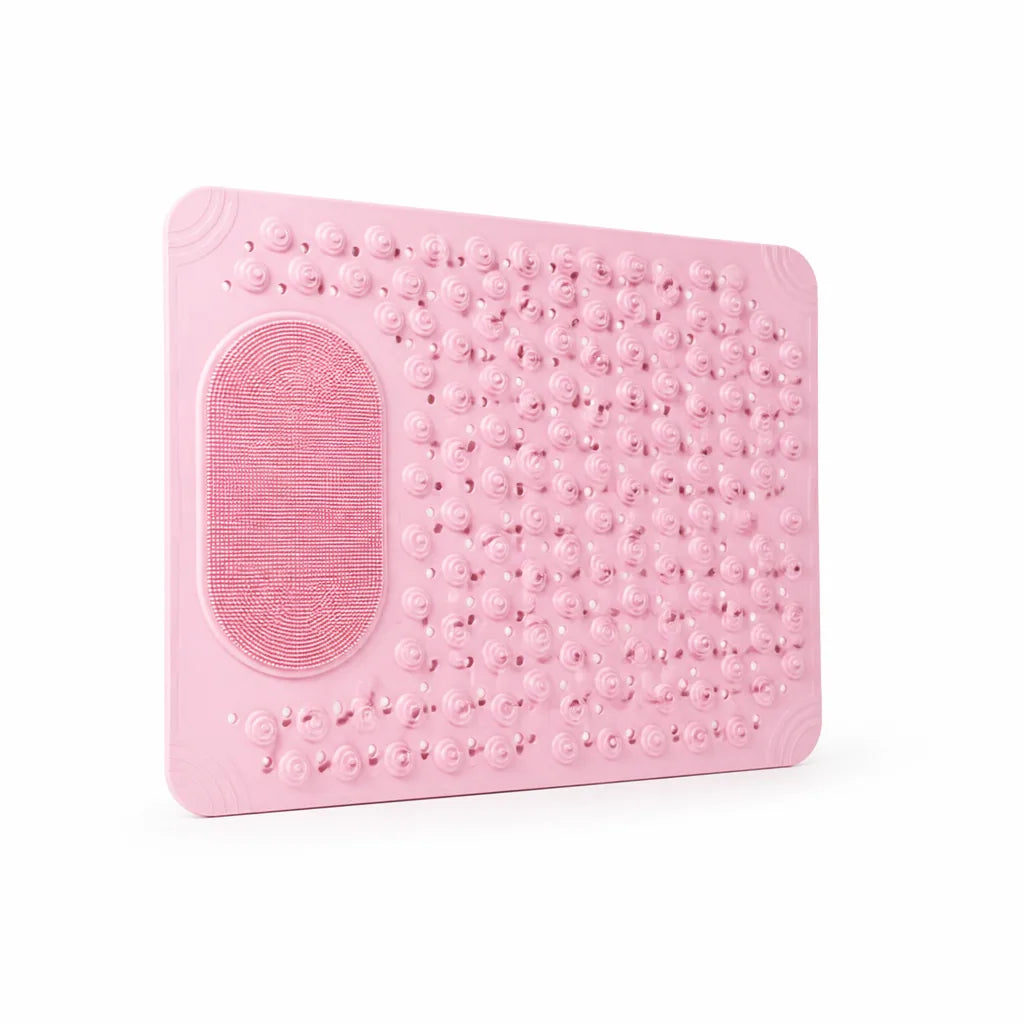 Shower Mat Non-Slip Suction Cups Integrated Foot Brush