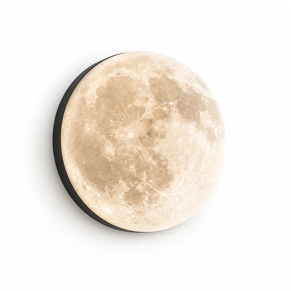 Slim Flush-Mount Ceiling Lamp With Moon Surface Texture