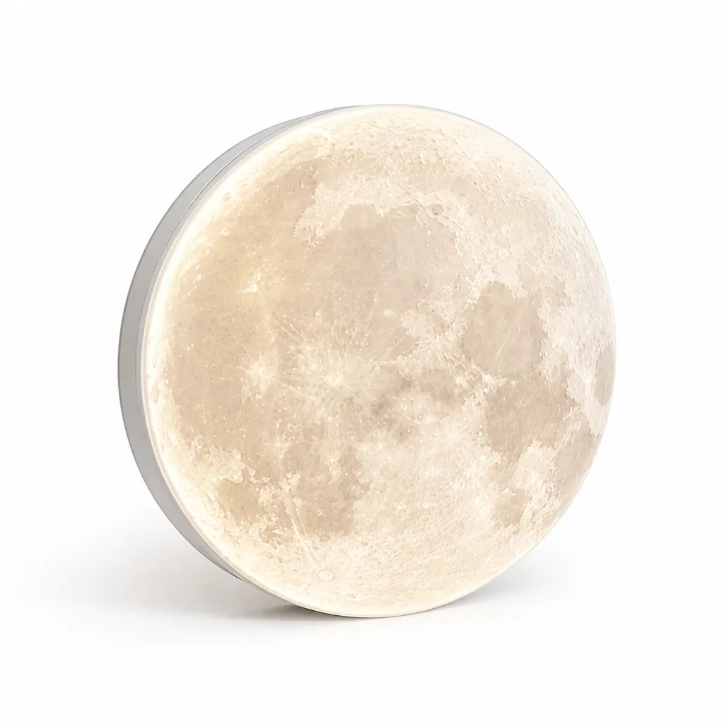 Slim Flush-Mount Ceiling Lamp With Moon Surface Texture