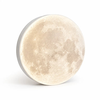 Slim Flush-Mount Ceiling Lamp With Moon Surface Texture