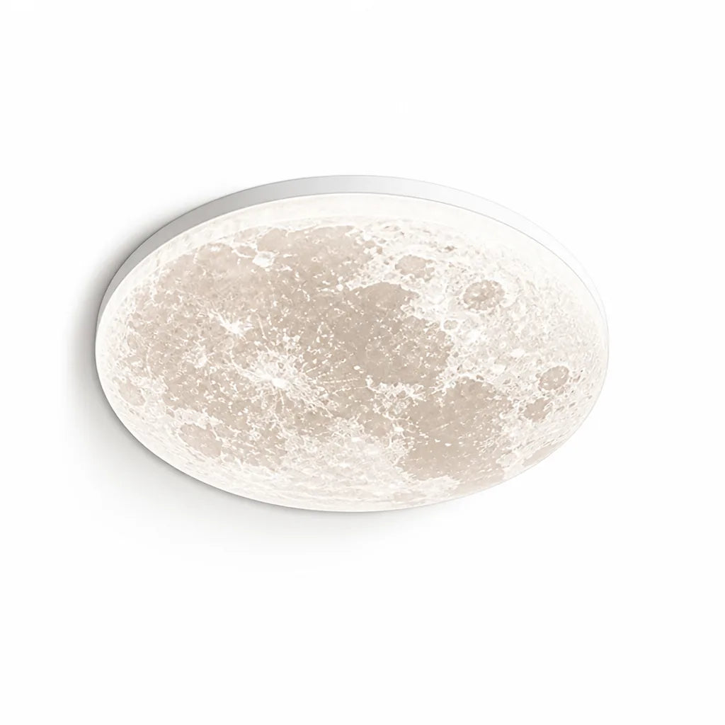 Slim Flush-Mount Ceiling Lamp With Moon Surface Texture