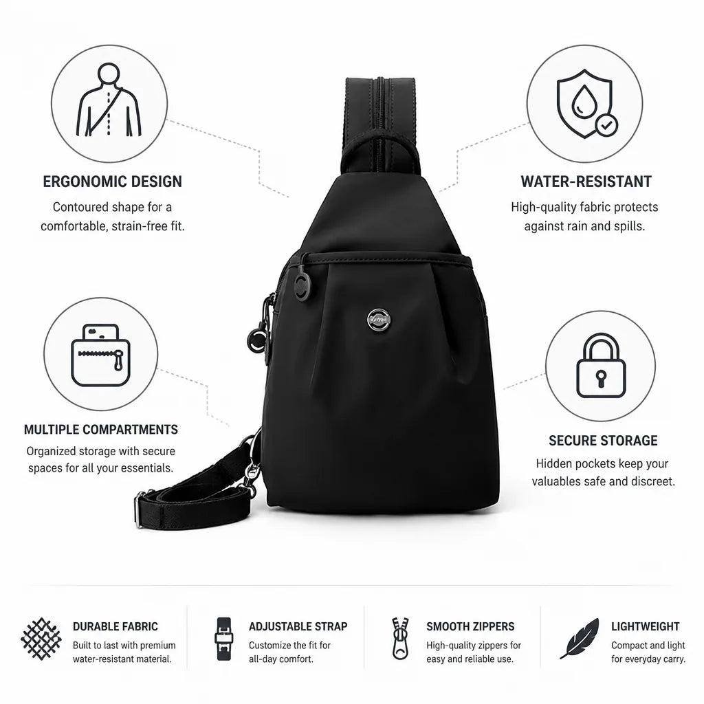 Sling Backpack Compact Ergonomic Water-Resistant