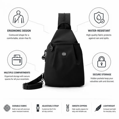 Sling Backpack Compact Ergonomic Water-Resistant