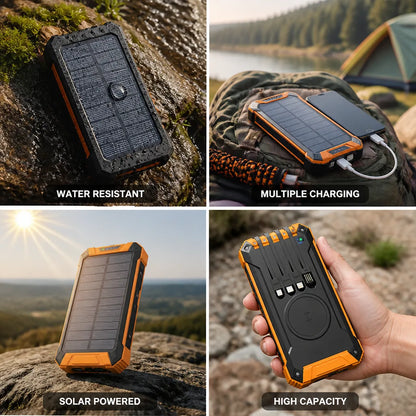 Solar Power Bank 200,000mAh USB-C & Wireless