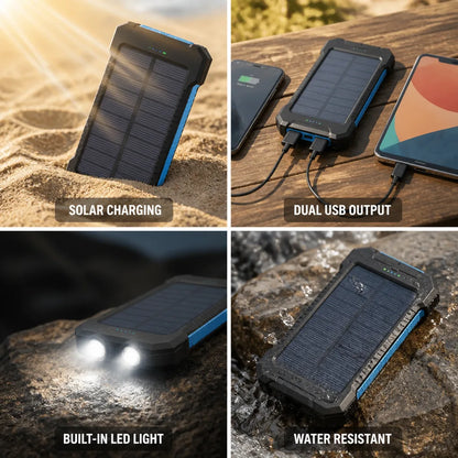 Solar Power Bank 500,000 mAh Dual USB LED Light