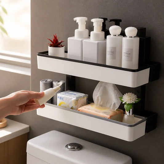 Space-Saving Vertical Wall-Mounted Bathroom Rack