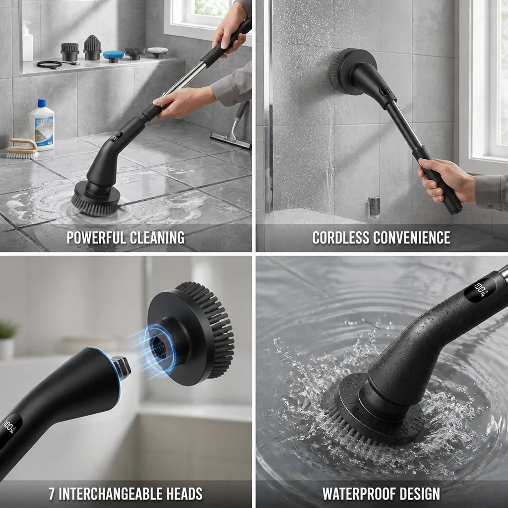 Spin Scrubber Cordless Dual-Speed 7 Brush Heads