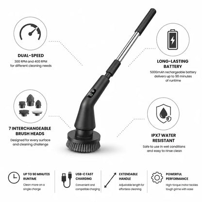 Spin Scrubber Cordless Dual-Speed 7 Brush Heads