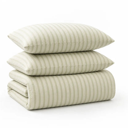 Striped Bed Set with Duvet Cover and Pillowcases (100% Cotton)