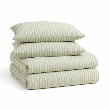 Striped Bed Set with Duvet Cover and Pillowcases (100% Cotton)