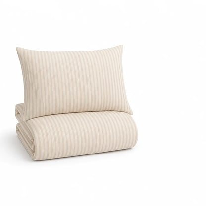 Striped Bed Set with Duvet Cover and Pillowcases (100% Cotton)