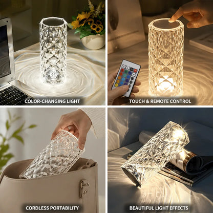 Table Lamp Cordless Rechargeable Color-Changing LED Touch & Remote