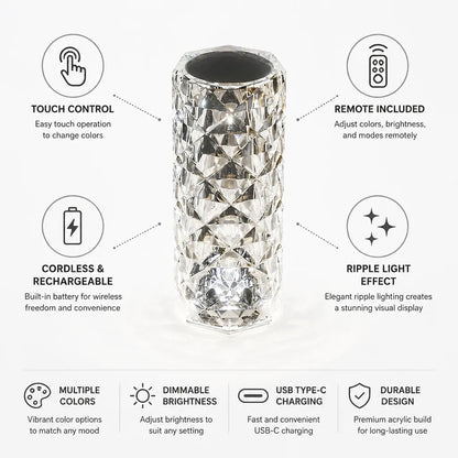 Table Lamp Cordless Rechargeable Color-Changing LED Touch & Remote