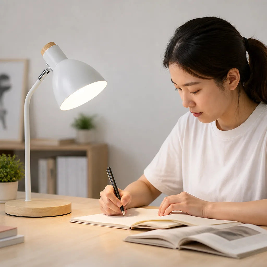 Table Lamp Handcrafted Wood Weave Warm Ambient Light