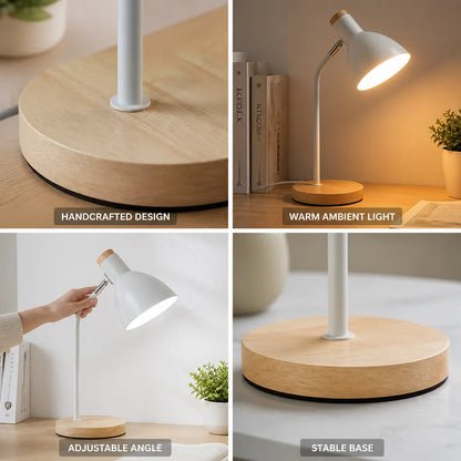Table Lamp Handcrafted Wood Weave Warm Ambient Light