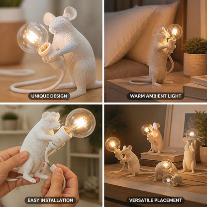 Table Lamp Playful Mouse Design Warm Ambient Light
