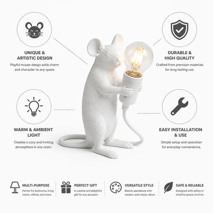 Table Lamp Playful Mouse Design Warm Ambient Light