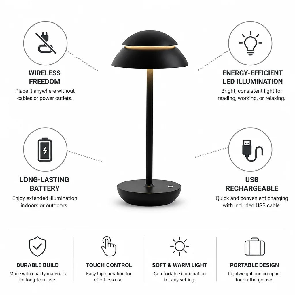 Table Lamp Portable USB-Rechargeable LED