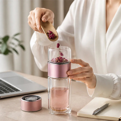 Tea Infuser Bottle Double-Wall Insulated & Controlled Infusion
